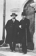 Mikhail Nesterov (left in the picture) and architect Shusev at the Mary and Martha Convent in 1912